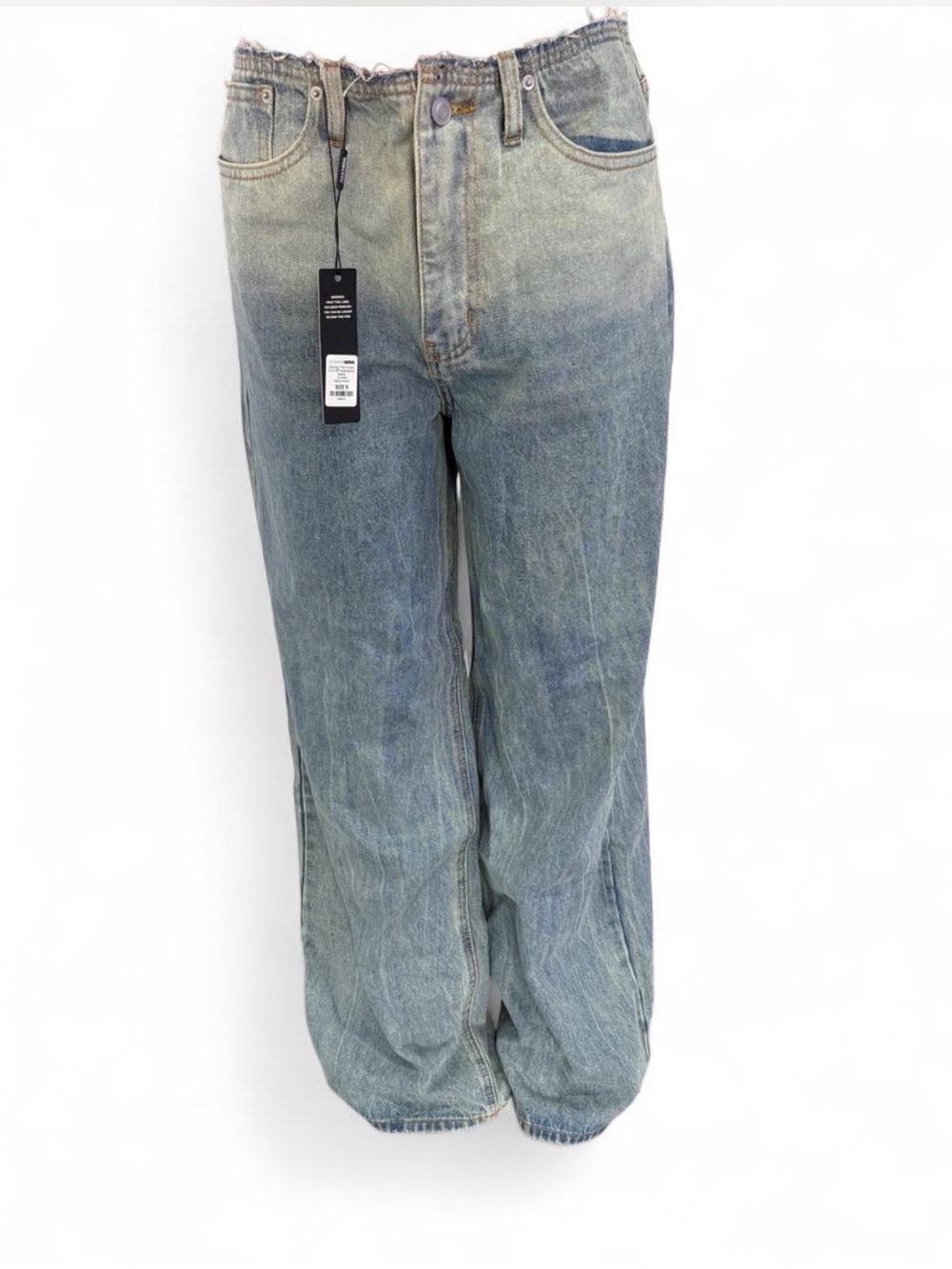Fashion Nova Women's Faded Blue Denim Wide-Leg Jeans Y2K Baddie